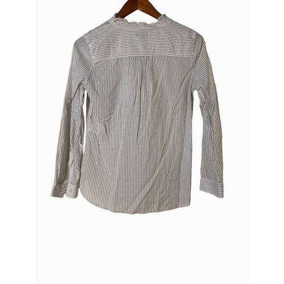 Talbots Pinstipe Button Bibbed Blouse Long Sleeve Semi-Sheer Cotton Small - Picture 5 of 5